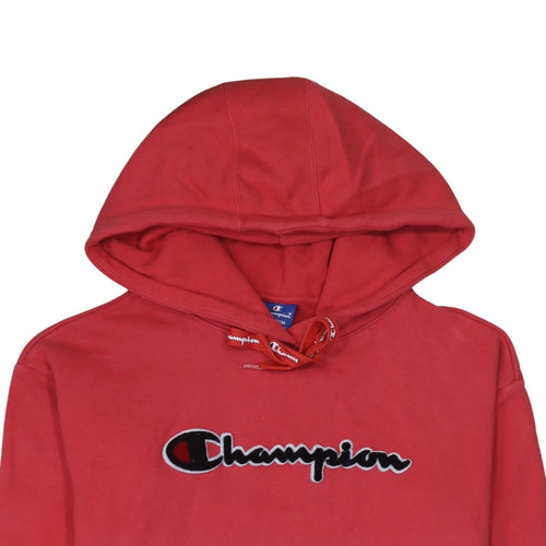 Champion Men's Red Pullover Hoodie Medium Graphic Logo Fleece