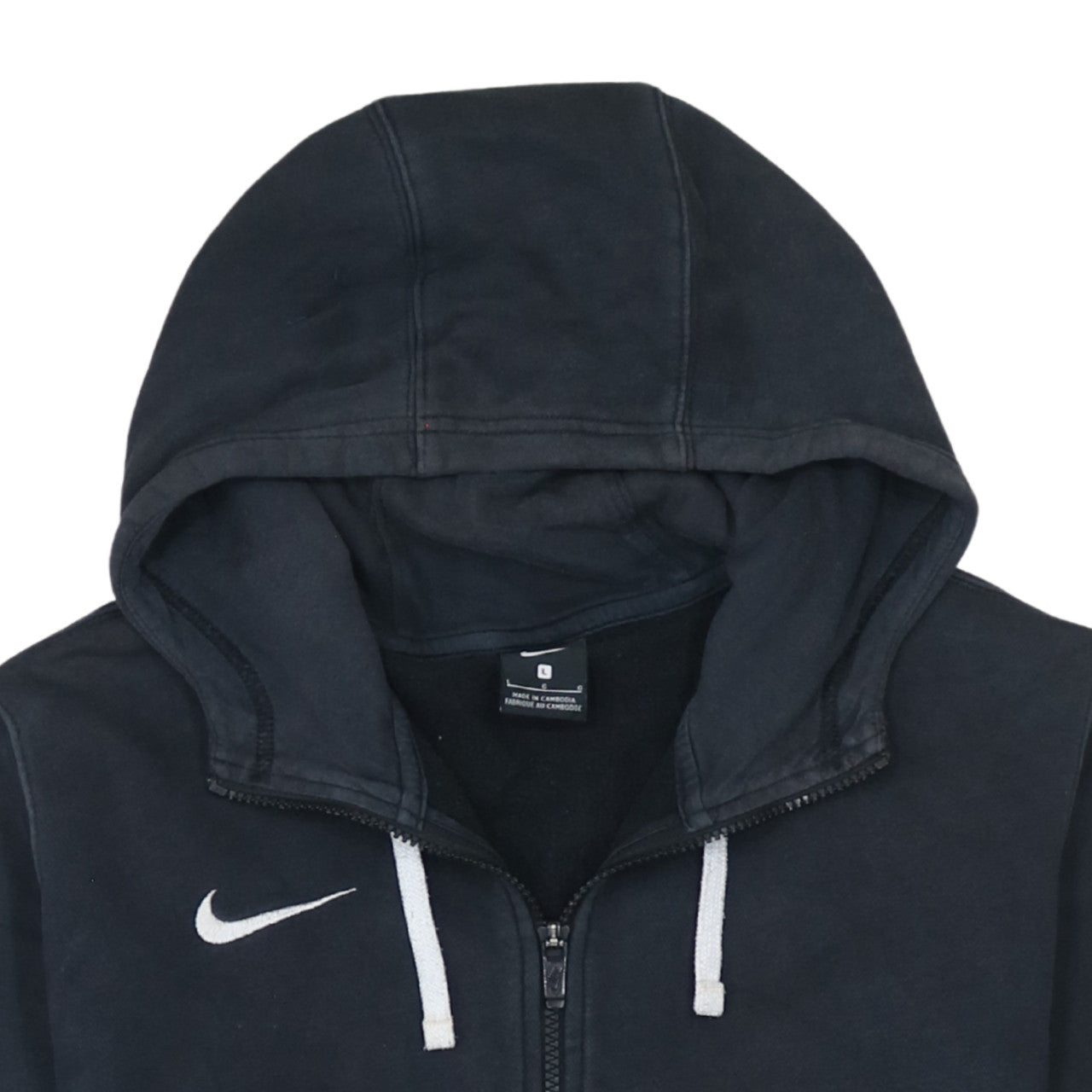 Nike Men's Black Full Zip Hoodie L Logo Sportswear Fleece