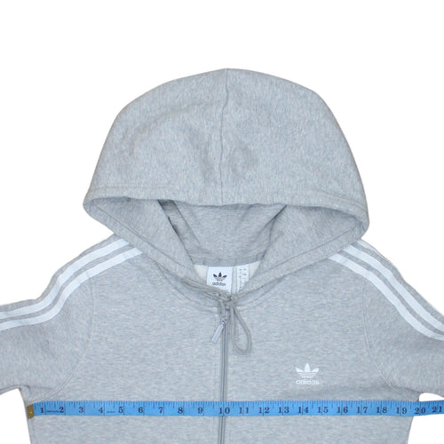Adidas Womens Grey Full Zip Hoodie Size 12 Classic 3-Stripes