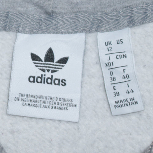 Adidas Womens Grey Full Zip Hoodie Size 12 Classic 3-Stripes