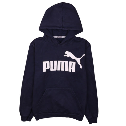 Puma Boys Navy Blue Pullover Hoodie 13-14 Years Cotton Logo Design