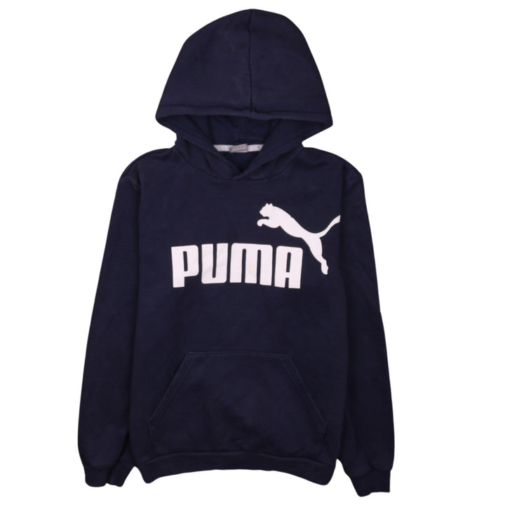 Puma Boys Navy Blue Pullover Hoodie 13-14 Years Cotton Logo Design