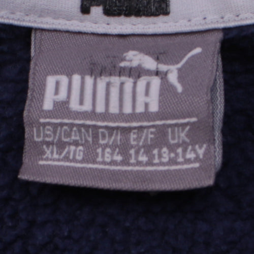 Puma Boys Navy Blue Pullover Hoodie 13-14 Years Cotton Logo Design