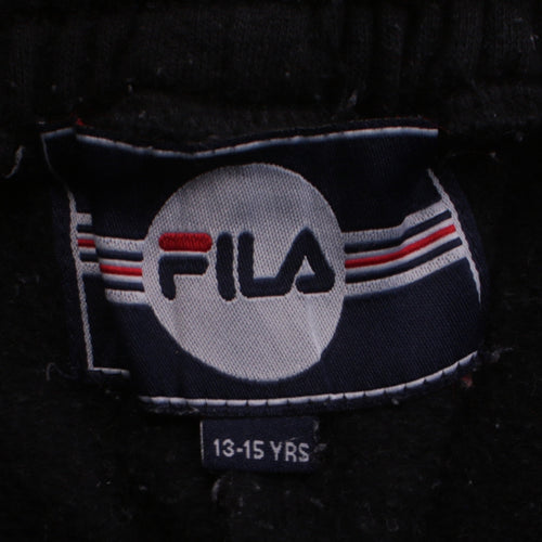 FILA Boys Black Jogger Trousers 13-15 Years Fleece Activewear Pants