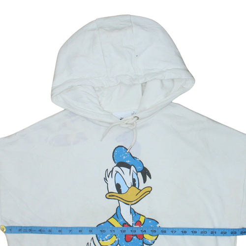 Disney Mickey & Friends Women's White Hoodie Small Donald Duck Print