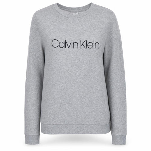 Calvin Klein Women Grey Pullover Sweatshirt S Logo Crew Neck