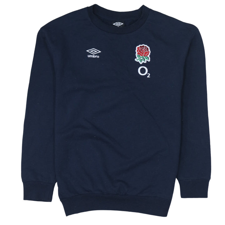 Umbro Boys England Rugby Navy Sweatshirt YXL 158cm Cotton Blend Crew Neck