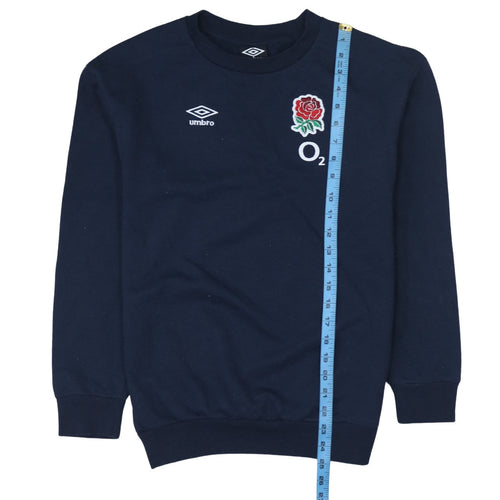 Umbro Boys England Rugby Navy Sweatshirt YXL 158cm Cotton Blend Crew Neck