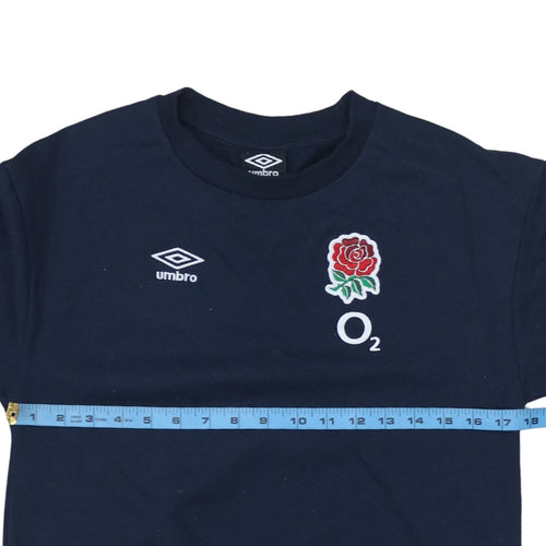 Umbro Boys England Rugby Navy Sweatshirt YXL 158cm Cotton Blend Crew Neck