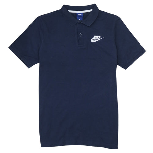 Nike Men's Blue Cotton Short Sleeve Polo Shirt M Logo Embroidered