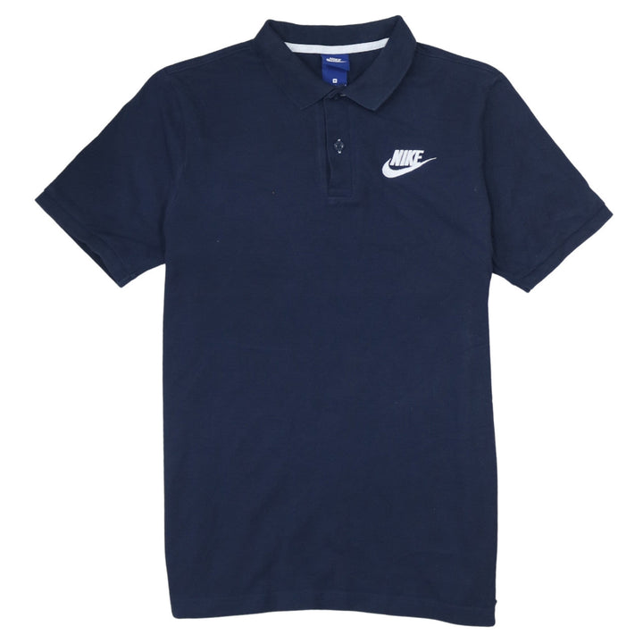 Nike Men's Blue Cotton Short Sleeve Polo Shirt M Logo Embroidered