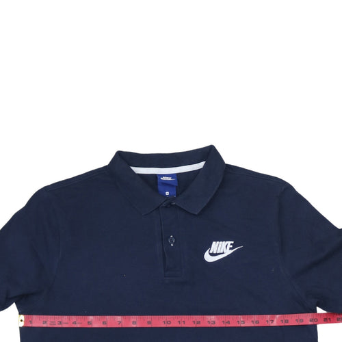 Nike Men's Blue Cotton Short Sleeve Polo Shirt M Logo Embroidered