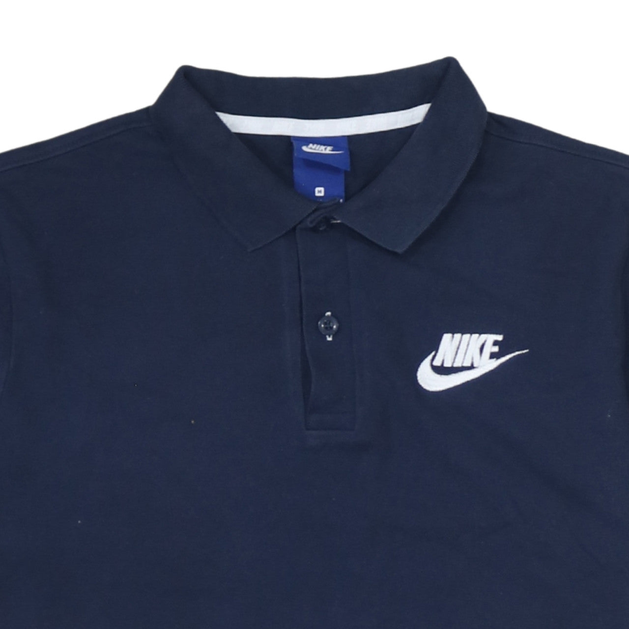 Nike Men's Blue Cotton Short Sleeve Polo Shirt M Logo Embroidered