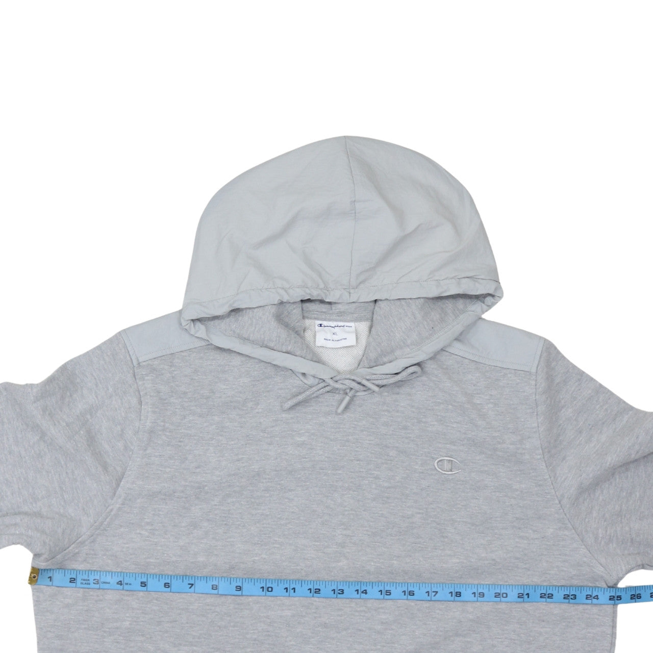 Champion Men's Grey XL Pullover Hoodie with Logo and Pocket