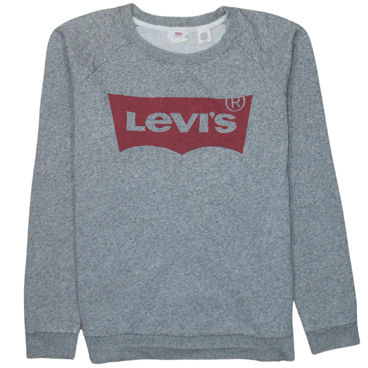 Levi's Men's Grey Small Crew Neck Logo Sweatshirt Pullover