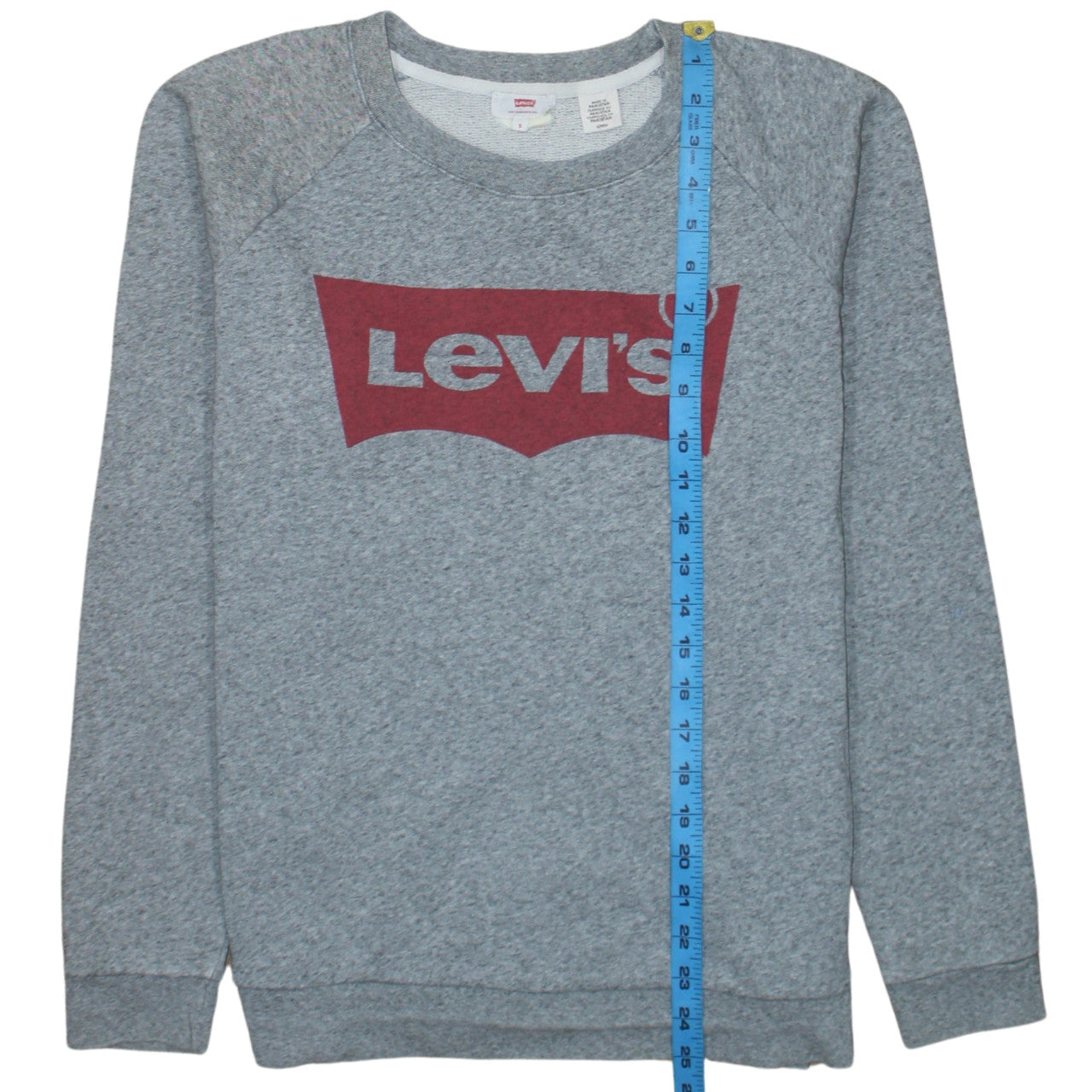 Levi's Men's Grey Small Crew Neck Logo Sweatshirt Pullover