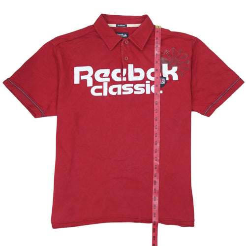 Reebok Classic Red Cotton Men's M Polo Shirt Short Sleeve Sports Logo
