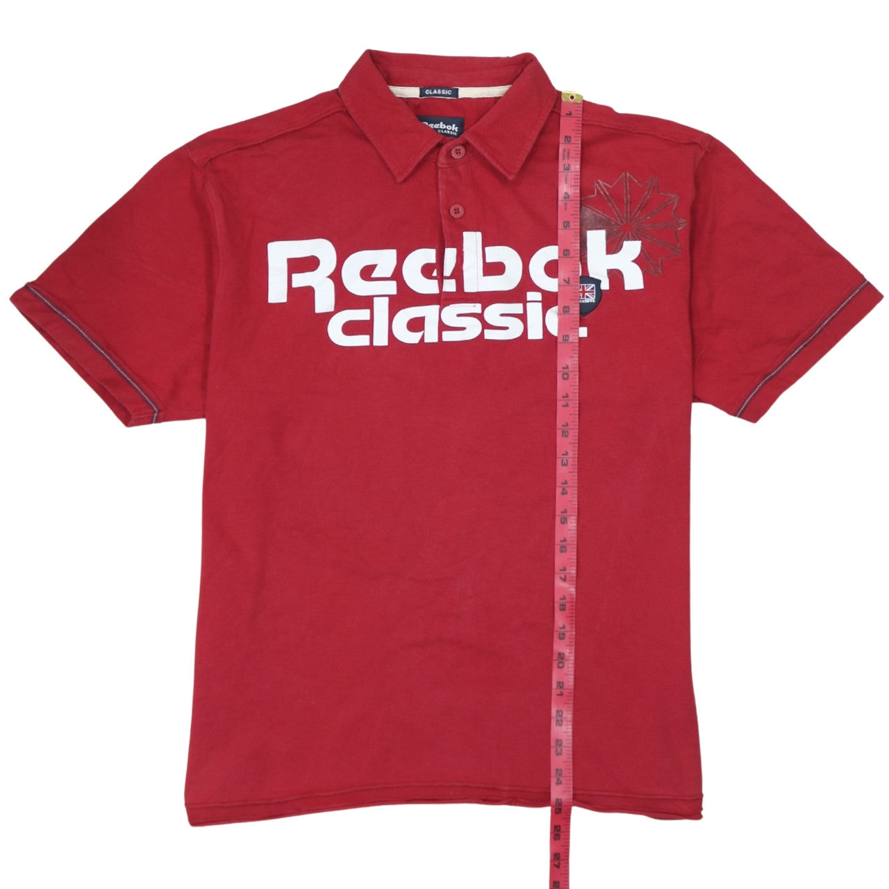 Reebok Classic Red Cotton Men's M Polo Shirt Short Sleeve Sports Logo