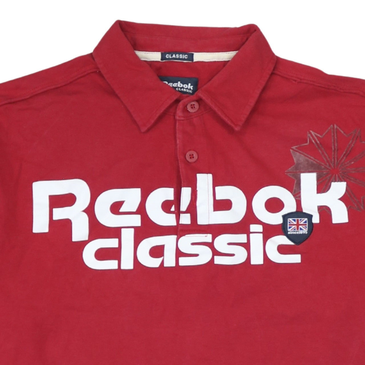 Reebok Classic Red Cotton Men's M Polo Shirt Short Sleeve Sports Logo