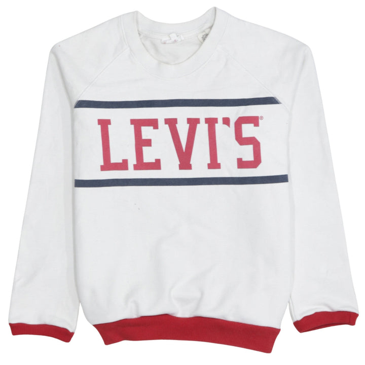 Levi's Men's White Red Logo Crew Neck Pullover Sweatshirt M