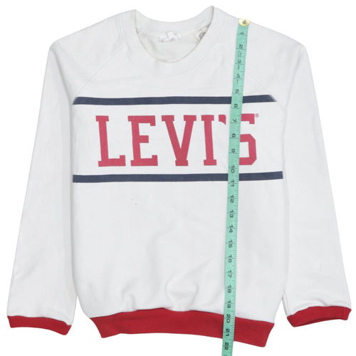 Levi's Men's White Red Logo Crew Neck Pullover Sweatshirt M