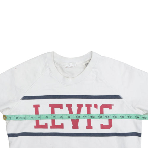 Levi's Men's White Red Logo Crew Neck Pullover Sweatshirt M