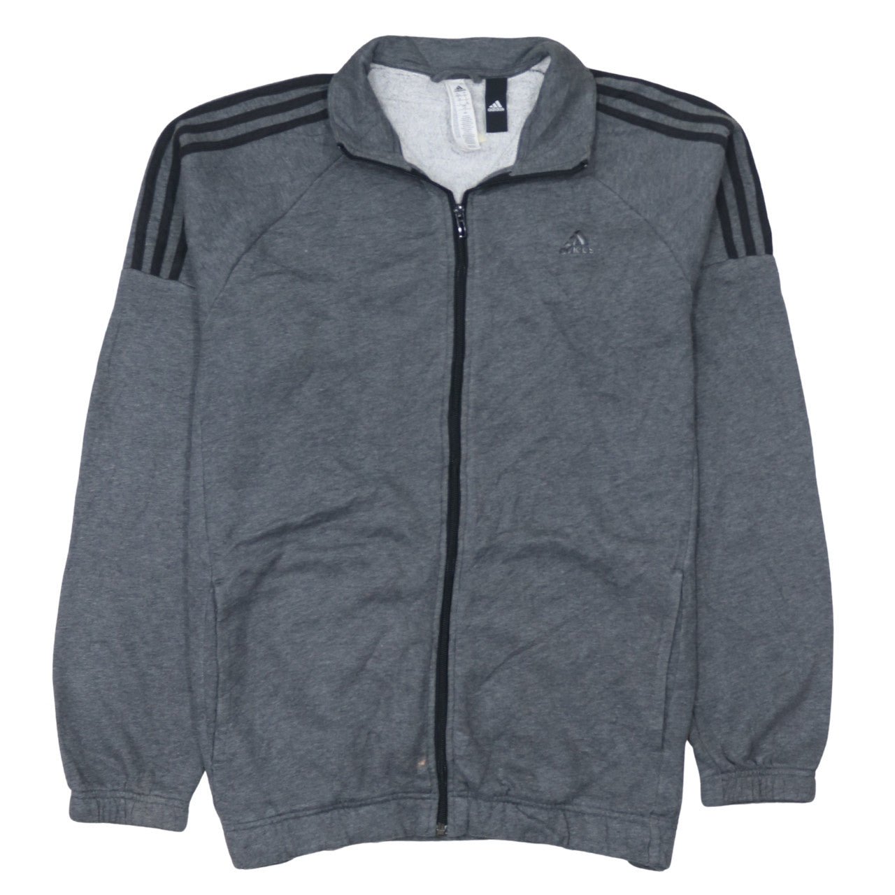 adidas Men Grey Full Zip Sweatshirt 2XL Regular Fit Jersey