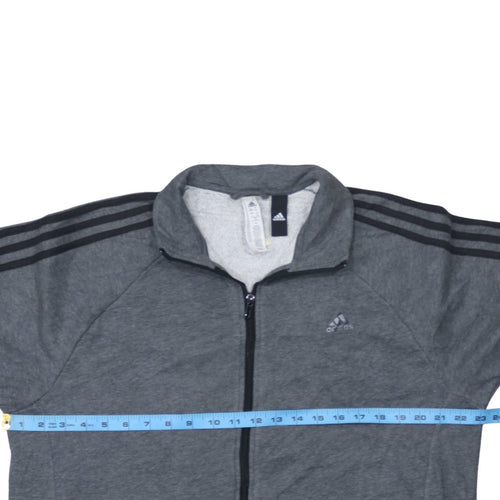 adidas Men Grey Full Zip Sweatshirt 2XL Regular Fit Jersey