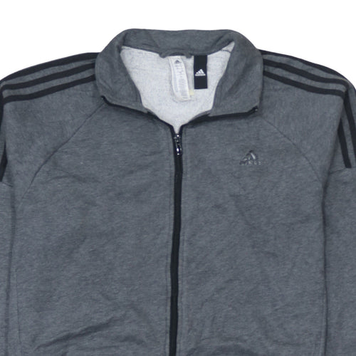 adidas Men Grey Full Zip Sweatshirt 2XL Regular Fit Jersey