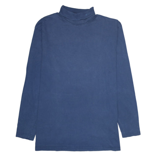 Quiksilver Men Blue Mock Neck Long Sleeve Cotton Sweatshirt L