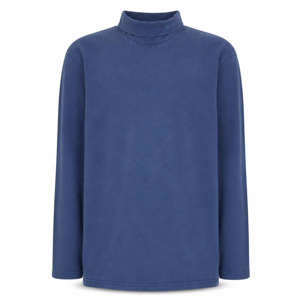 Front view of Quiksilver Men Blue Mock Neck Long Sleeve Cotton Sweatshirt L