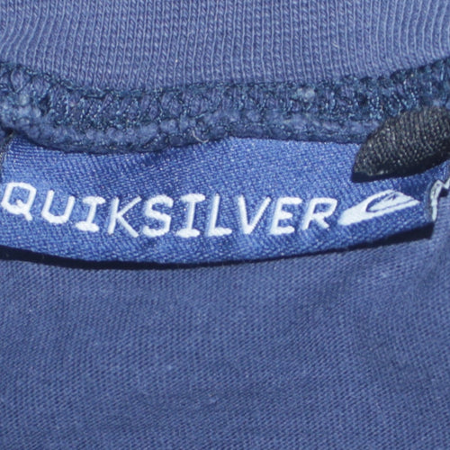 Quiksilver Men Blue Mock Neck Long Sleeve Cotton Sweatshirt L