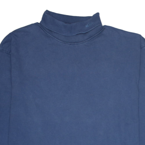 Quiksilver Men Blue Mock Neck Long Sleeve Cotton Sweatshirt L