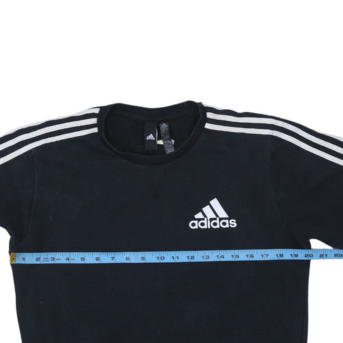 Adidas Men's Black Small Crew Neck Pullover Sweatshirt