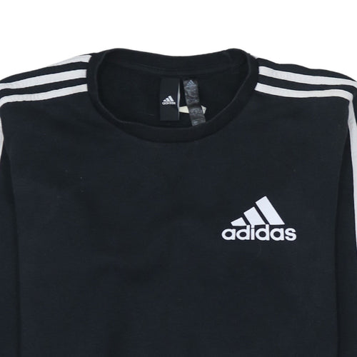 Adidas Men's Black Small Crew Neck Pullover Sweatshirt