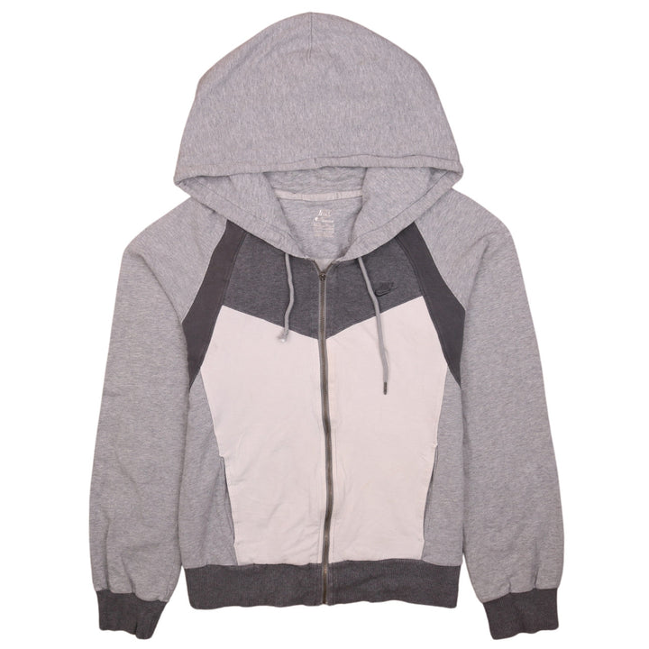 Nike Womens Grey Full Zip Hoodie Size UK 12/14 Sportswear Cotton Blend