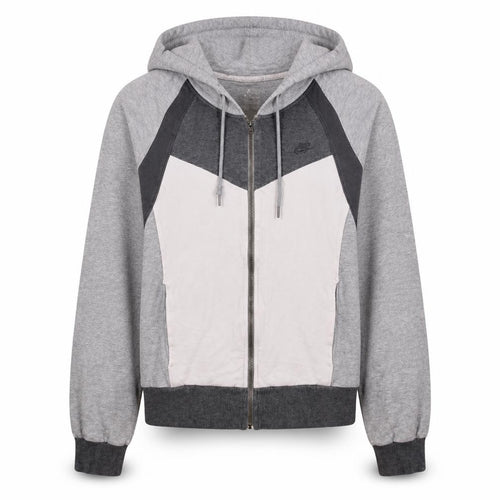Nike Womens Grey Full Zip Hoodie Size UK 12/14 Sportswear Cotton Blend