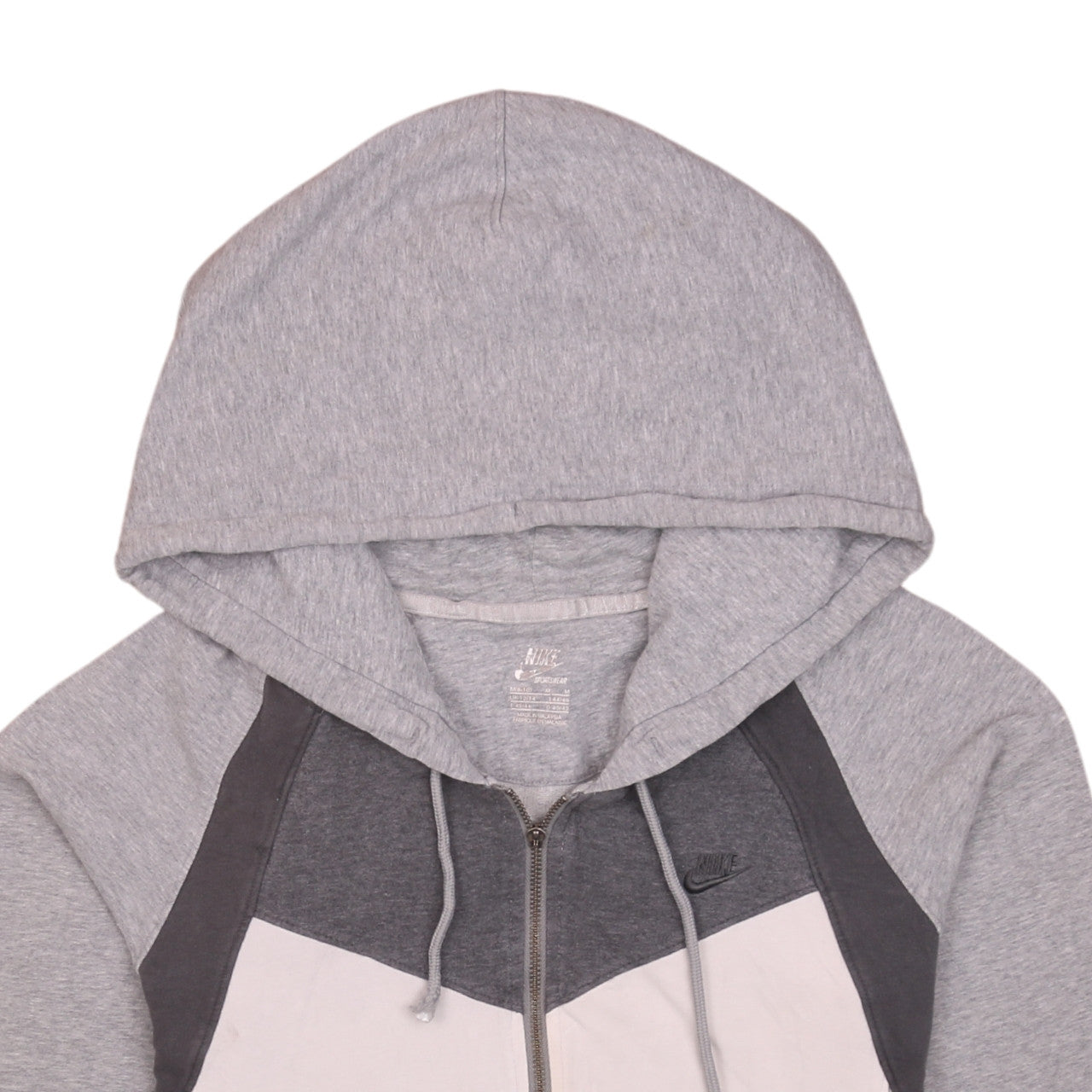 Nike Womens Grey Full Zip Hoodie Size UK 12/14 Sportswear Cotton Blend