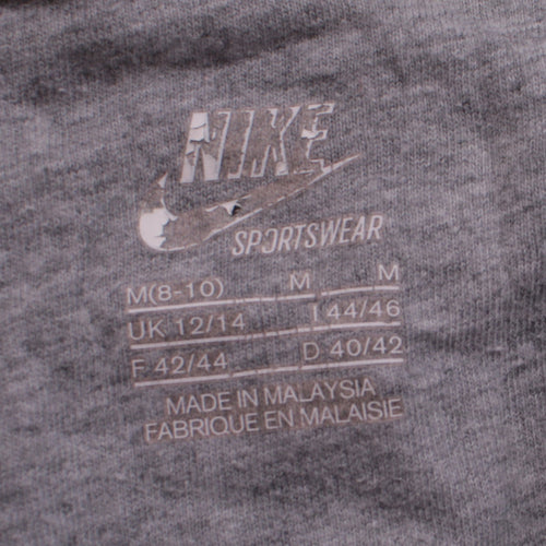 Nike Womens Grey Full Zip Hoodie Size UK 12/14 Sportswear Cotton Blend