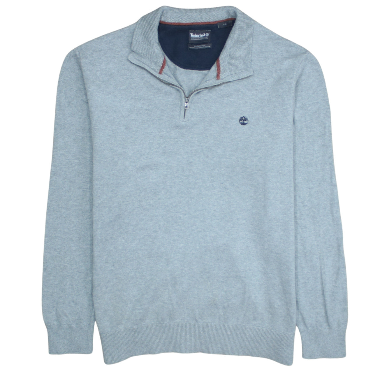 Timberland Men’s Grey Cotton 1/2 Zip High Neck Jumper Size L