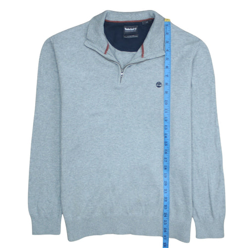 Timberland Men’s Grey Cotton 1/2 Zip High Neck Jumper Size L