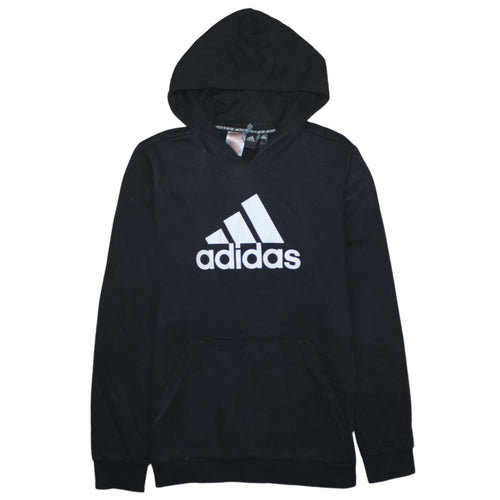 Adidas Boys Black Pullover Hoodie 15-16 Years Logo Sportswear