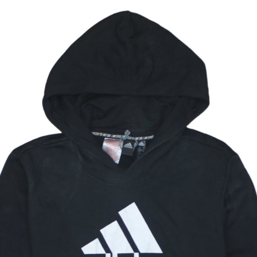 Adidas Boys Black Pullover Hoodie 15-16 Years Logo Sportswear