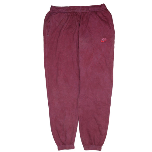 Nike Women’s Red Jogger Sweatpants L Fleece Elastic Waist Activewear