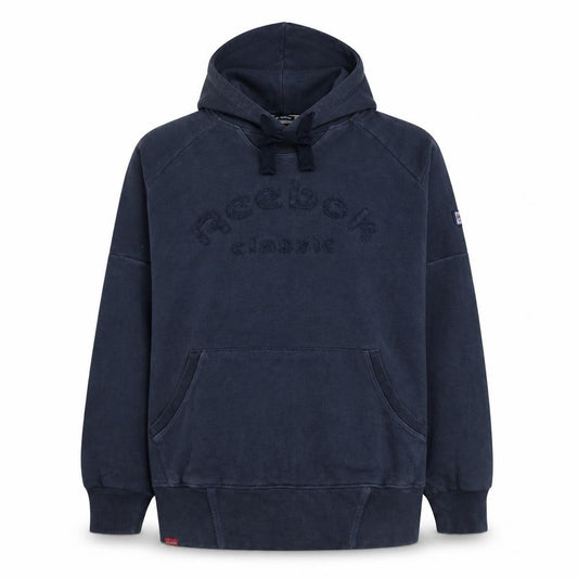 Front view of Reebok Classic Women's Navy Pullover Hoodie XL Cotton Blend Casual