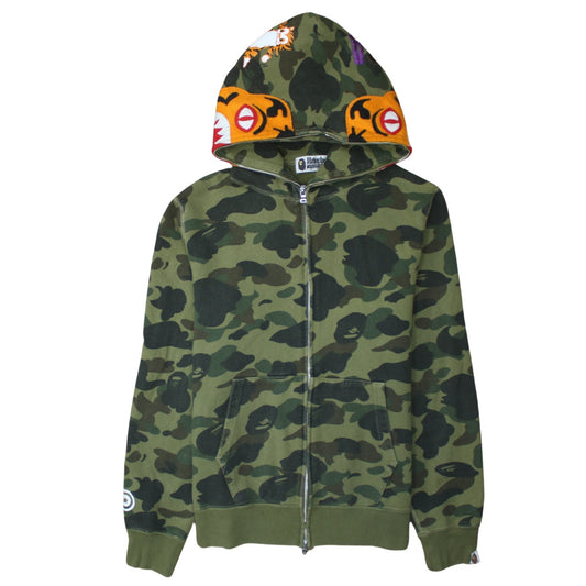 A Bathing Ape Men's Green Camouflage Full Zip Hoodie Size L