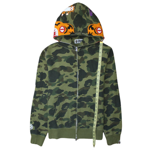 A Bathing Ape Men's Green Camouflage Full Zip Hoodie Size L