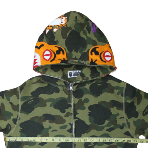 A Bathing Ape Men's Green Camouflage Full Zip Hoodie Size L