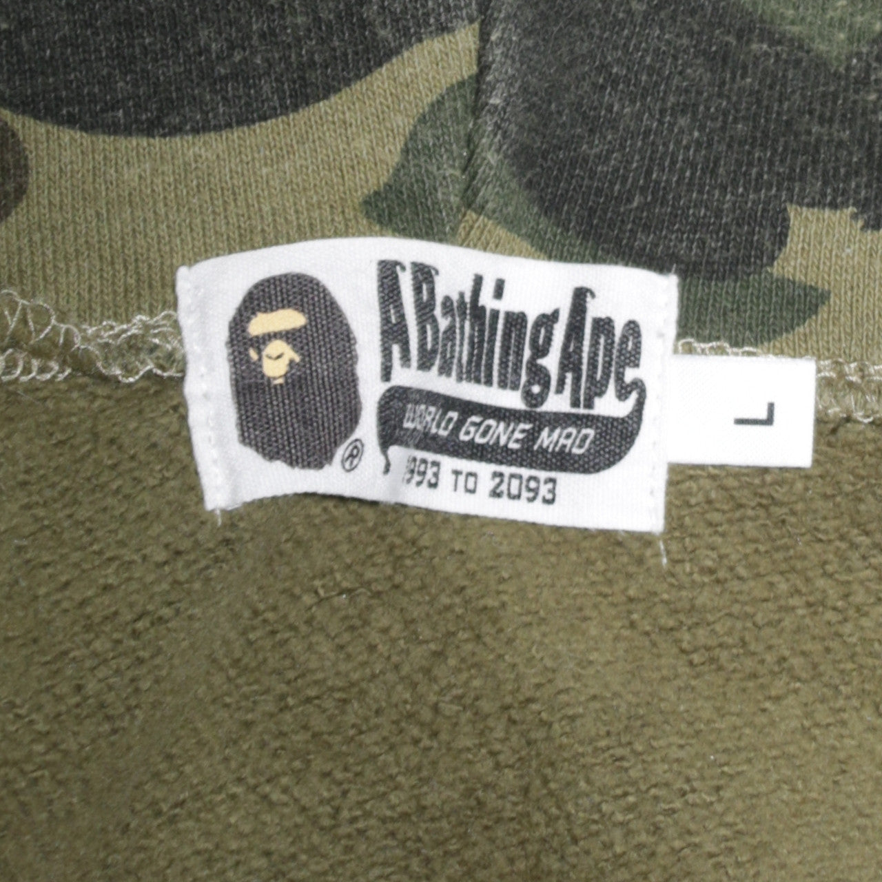 A Bathing Ape Men's Green Camouflage Full Zip Hoodie Size L