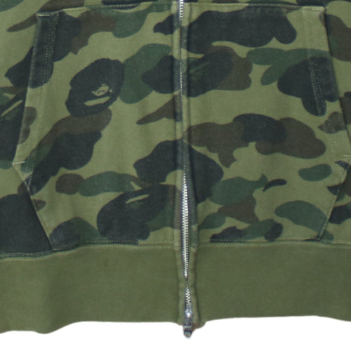 A Bathing Ape Men's Green Camouflage Full Zip Hoodie Size L